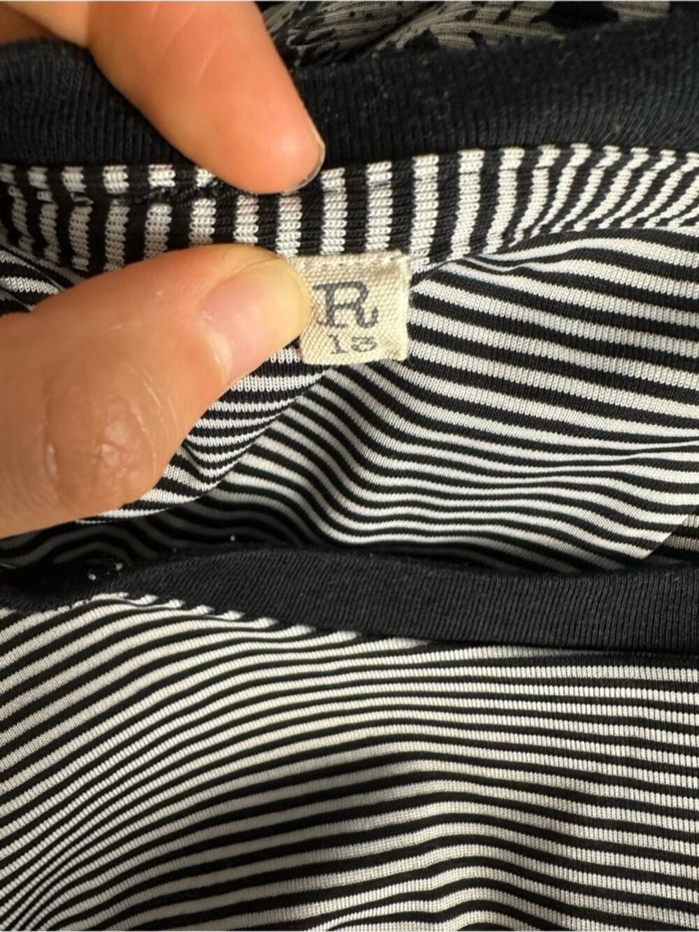 NEW R13 cotton Baby T-Shirt In black white micro Stripe Print Small crewneck top - Picture 4 of 5